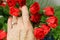 Red roses, engagement ring, hand, flowers, perfect