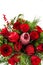 Red roses flowers bouquet Christmas ornaments decoration