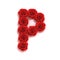 Red roses font letter P