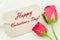 Red roses and happy valentine\'s card.