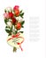 Red roses with a heart-shaped Happy Mother`s Day note