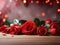 Red Roses and ornaments Background with Blank Space.