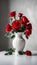 Red roses vase on white table light background