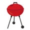 Red round barbecue grill isolated on a white background.