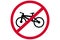 Red Round Bike ban sign, no bycicle banner prohibition, not allowed
