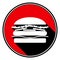 Red round with black shadow - white hamburger icon