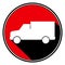 Red round with black shadow - white lorry car icon