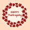 Red round frame and background of autumn leaves for Thanksgiving. Vector