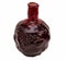 Red and round glass bottle with pomegranate wine