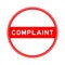 Red round seal sticker in word complaint on white background