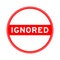 Red round seal sticker in word ignored on white background