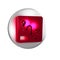 Red Route location icon isolated on transparent background. Train line path of train road route with start point GPS and