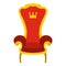 Red royal throne icon, flat style