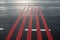 Red rumble strips on the road