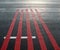 Red rumble strips on the road