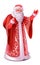 Red russian santa claus do greeting waving hand