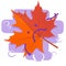 Red sad leaf. Seasonal depression. Autumn cold and flu. Flat vector illustration on white isolated background