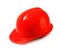 Red safety helmet on white, hard hat isolated clipping path.