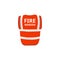 Red safety vest for fire warden with fluorescent reflective elements in flat