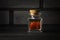 Red saffron spice on a dark background. Aromatic saffron spice bottle