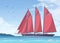 Red Sail Yacht Composition