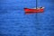 Red Sailboat Floating in Ocean Water Lake Boat