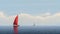 Red Sailboat Sailing In A Serene Body Of Water