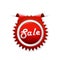Red sale badge.