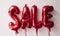 Red Sale helium foil balloon banner. Shopping promotion and discount