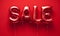 Red Sale helium foil balloon banner. Shopping promotion and discount