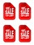 Red Sale stickers set with shopping cart. Sale stickers 10%, 20%, 30%, 40% off