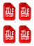 Red Sale stickers set with shopping cart. Sale stickers 15%, 25%, 35%, 45% off