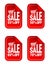 Red Sale stickers set with shopping cart. Sale stickers 50%, 55%, 60%, 70% off