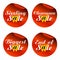 Red sale stickers sizzling,clearance,biggest,end of with yellow shopping cart