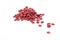 Red sandalwood seeds Adenanthera pavonina seeds on white background