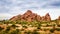 The red sandstone buttes of Papago Park near Phoenix Arizona