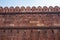 Red sandstone fortress walls of Red Fort in Delhi India