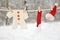 Red santa claus clothes drying