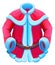 Red santa claus fur coat with blue fur collar. Traditional christmas winter clothing