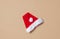 Red Santa Claus hat on stark white background