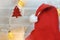 Red Santa Hat with Wall Decoration on Background