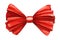 Red satin bow watercolor illustration. Hand drawn silk scarlet tied ribbon. Horizontal tied shiny ribbon to decorate