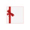 Red satin ribbon tied to bow border, 3d realistic vector illustration isolated.