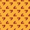 Red Scanner icon isolated seamless pattern on brown background. Scan document, paper copy, print office scanner. Vector