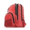 Red school backpack isolated on white.Sport travel rucksack closeup. 3D illustration