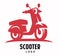 Red scooter motorcycle