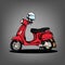 Red Scooter and White Helmet