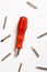 Red screwdriver, white background