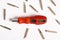 Red screwdriver, white background