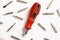 Red screwdriver, white background